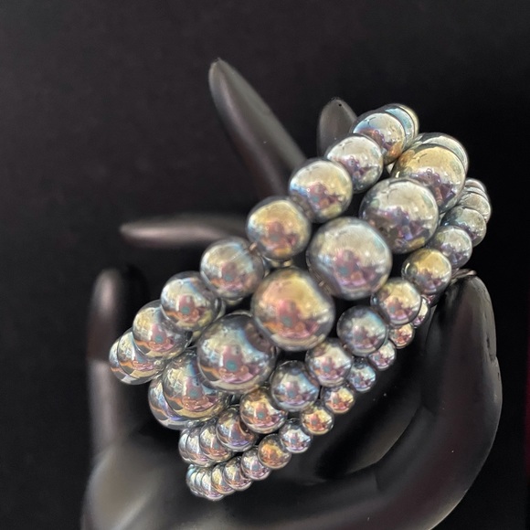 HAND CRAFTED Cuff Bracelet Layered Coiled Metallic Silver Gold Rose Gold - Picture 3 of 7